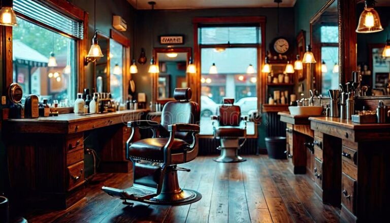 barbershop moderne avec ambiance chaleureuse