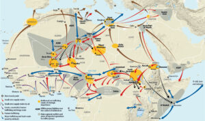 carte de la france avec symboles dimmigration