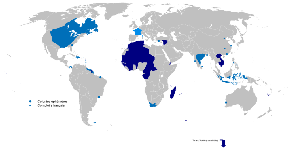 carte des anciennes colonies francaises