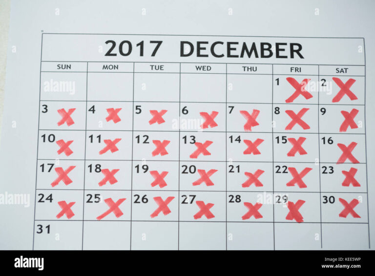 un calendrier avec des jours marques