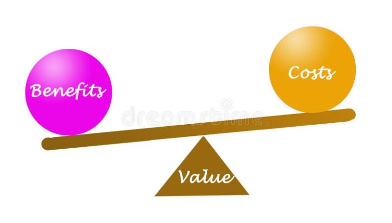 une balance entre le cout et le benefice