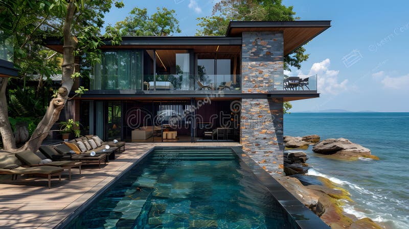 une maison luxueuse en bord de mer